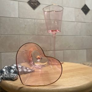Heart Shaped Wine Glasses Rose Pink Long Stem